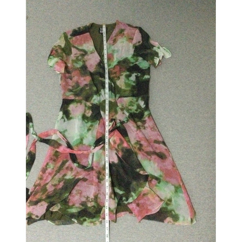 Love & Liberty wrap Dress tie abstract sz M silk - Picture 3 of 14